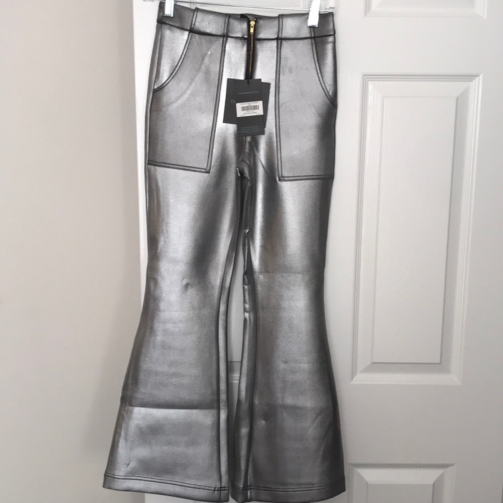 Cynthia Rowley - Metallic Cropped Bonded Pant.